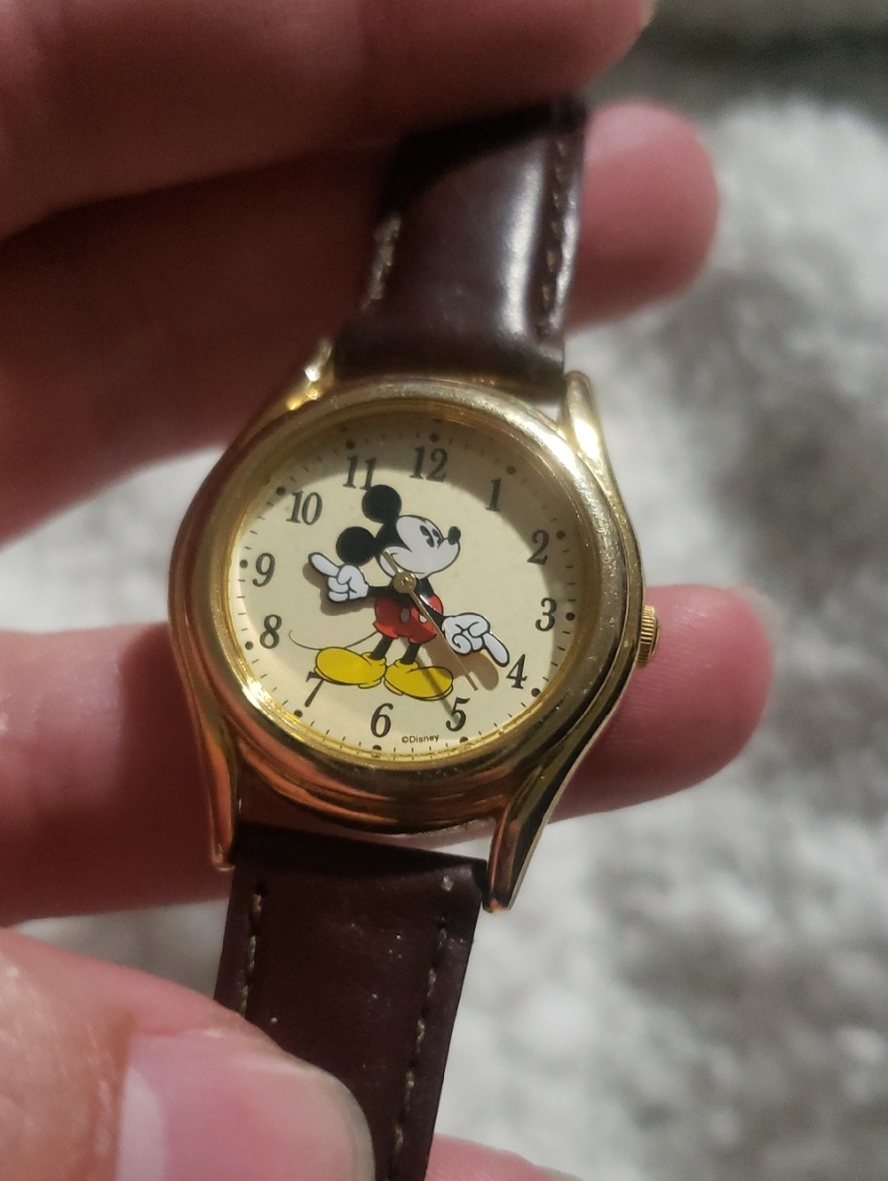 Mickey Mouse Disney Brown Leather Band Wrist Watch Vintage MC003